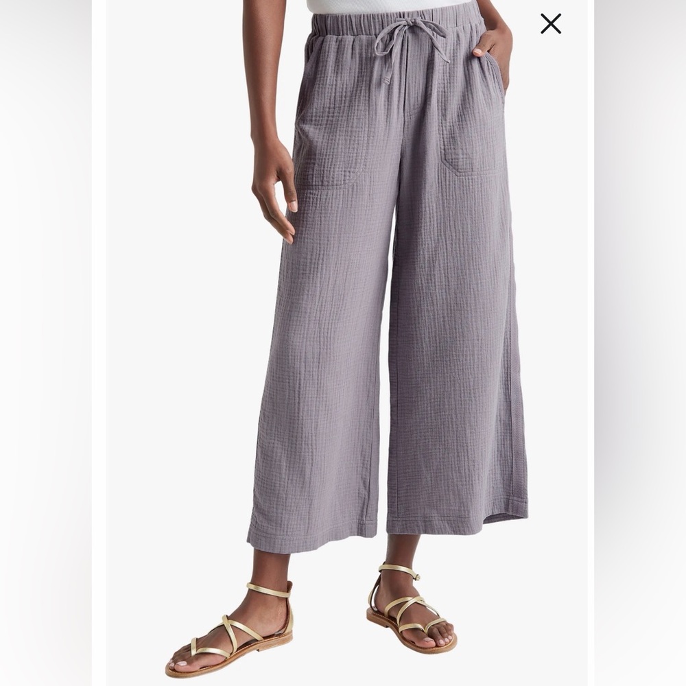Splendid Gauze Palazzo Pant, Gray, Size Large